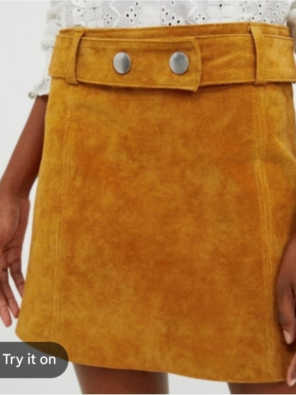 Suede Mini Skirt in Mustard Yellow
